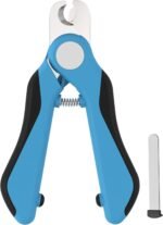 Heavy Duty Pet Nail Clippers with Safety Guard and Nail File for Dogs, Cats and Small Animals (Blue)